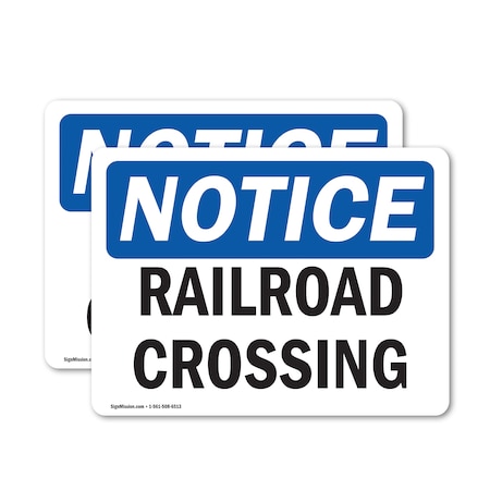 Signmission Railroad Crossing, 7 in W x Rectangle, Vinyl Decal OS-2PACK-NS-D-57-L-17973
